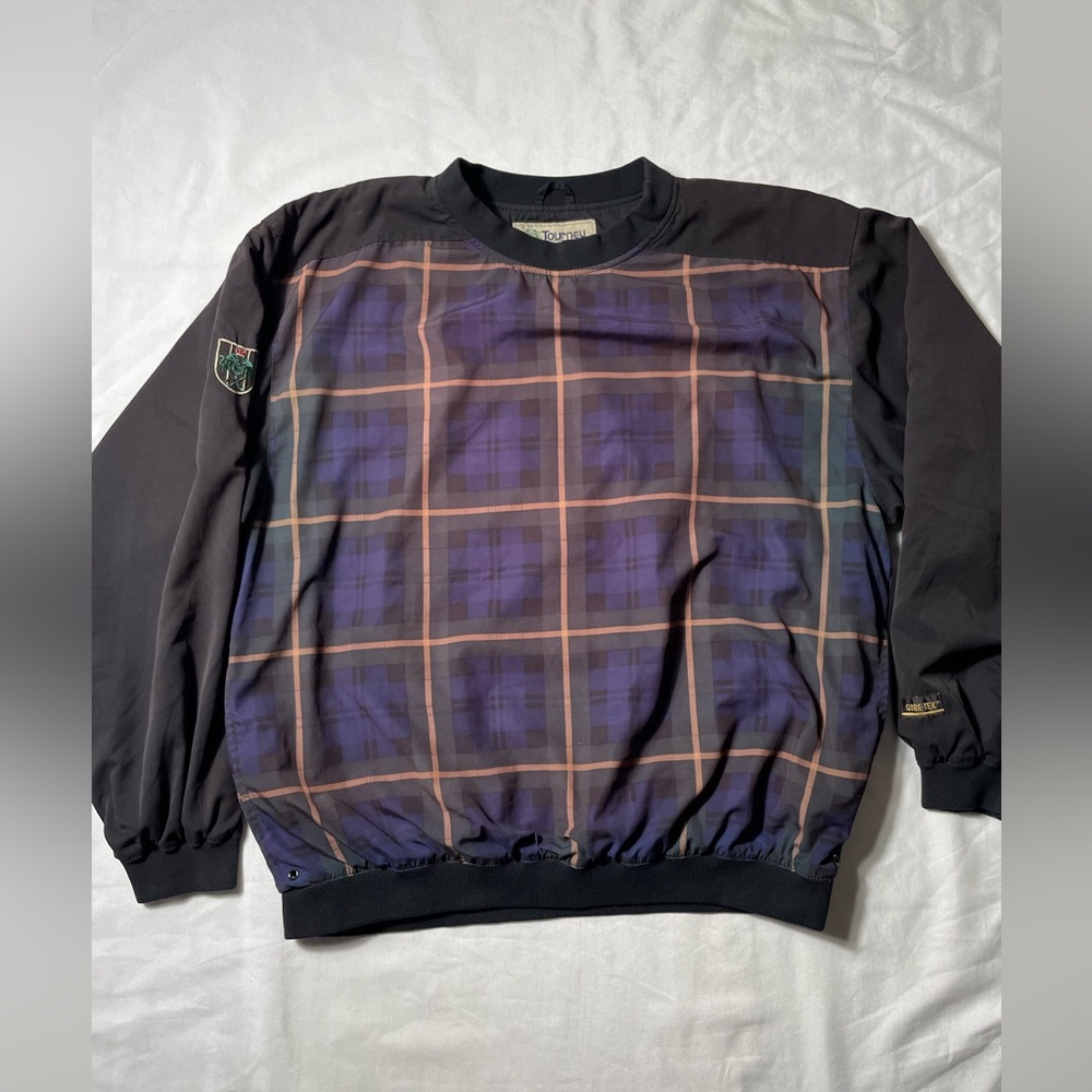 Vintage Tourney Gore-Tex Windbreaker Jacket Mens Size XL Pullover Plaid Pattern